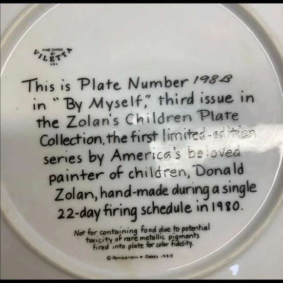 By Myself Collectible Plate by Donald Zolan. Limited Edition series Plate # 198B - Picture 2 of 2
